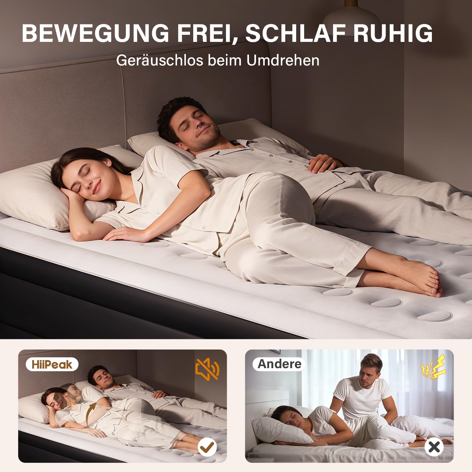 HiiPeak Luftmatratze Selbstaufblasend - Luftbett 2 Personen mit Integrierter Elektrischer Pumpe Aufblasbare Matratze 40cm Hoch aus Dickem PVC mit Weicher Suede Oberfläche Gästebett Campingbett