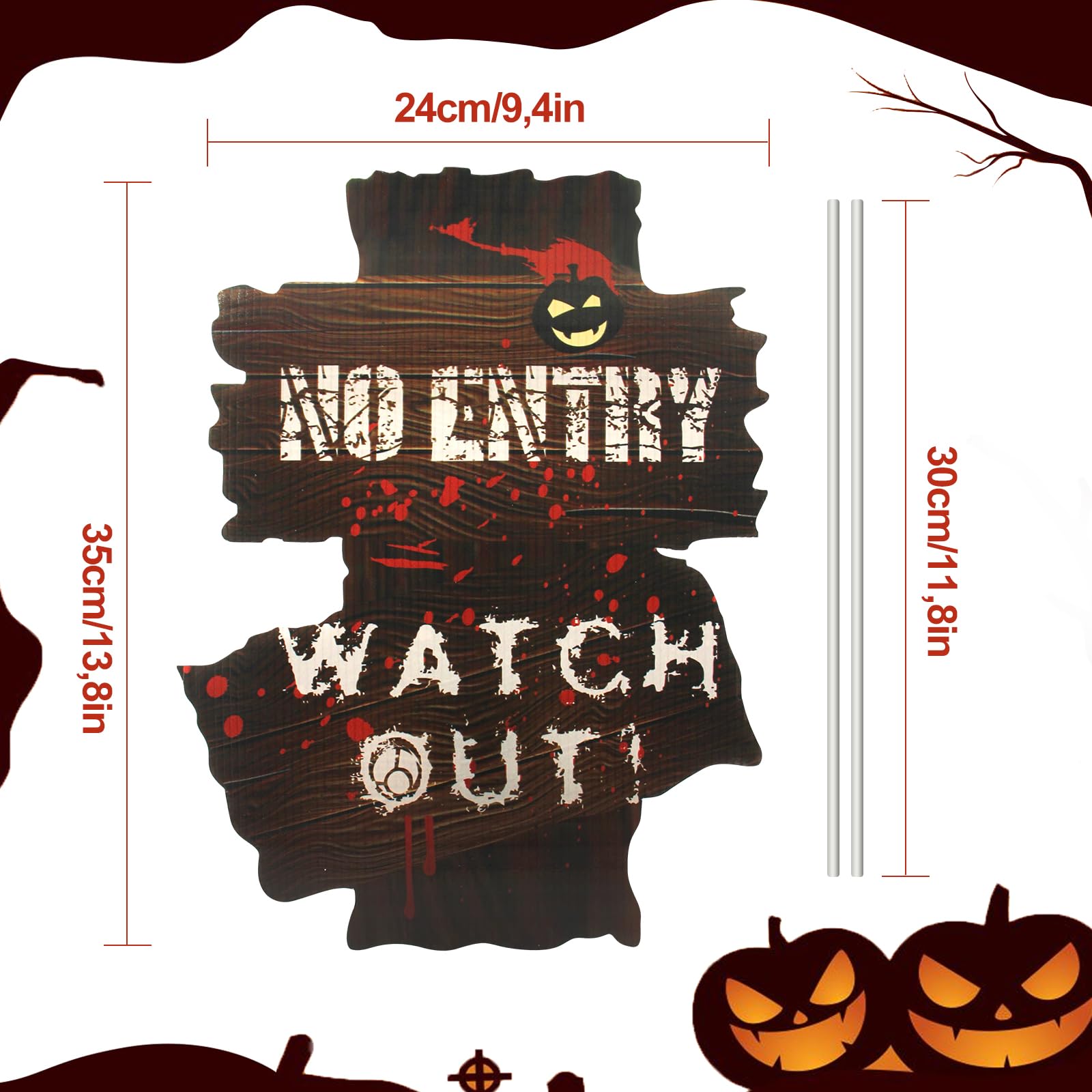 AOKITO 3 señales de peligro para Halloween, advertencias onduladas exteriores