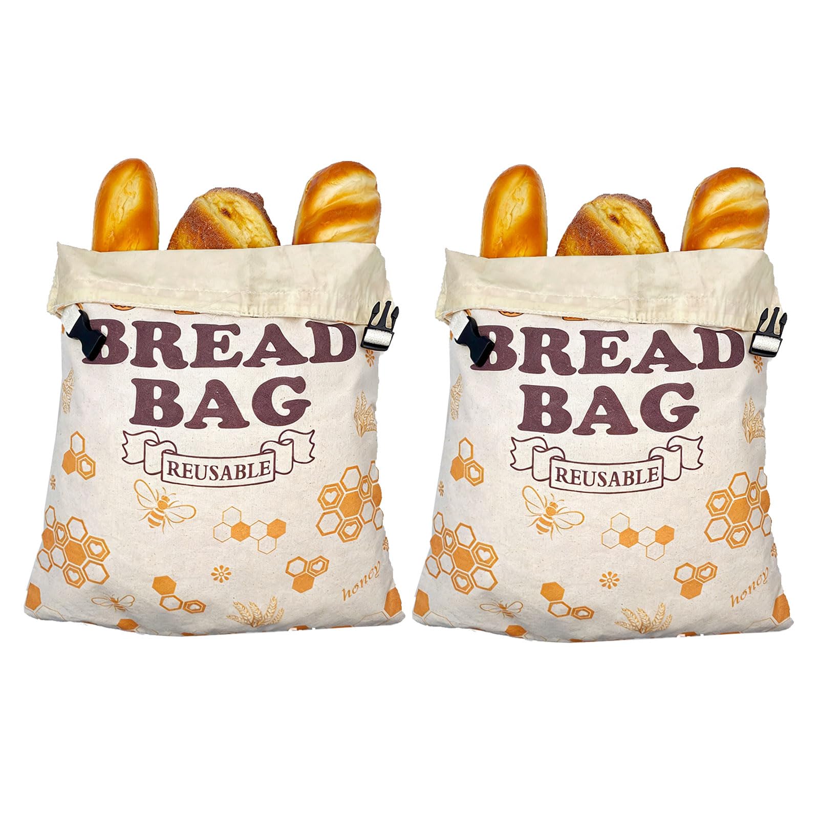 TQUXNGA Sustainable Bread Pouches with Double Layer and Wax Coating for Freshness 40x31cm Bread Pouches Two Layer Construction