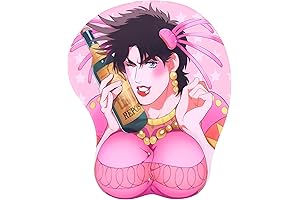 Joseph Joestar Pink Anime 3D Mouse Pad with Wrist Rest for Enhanced Gaming