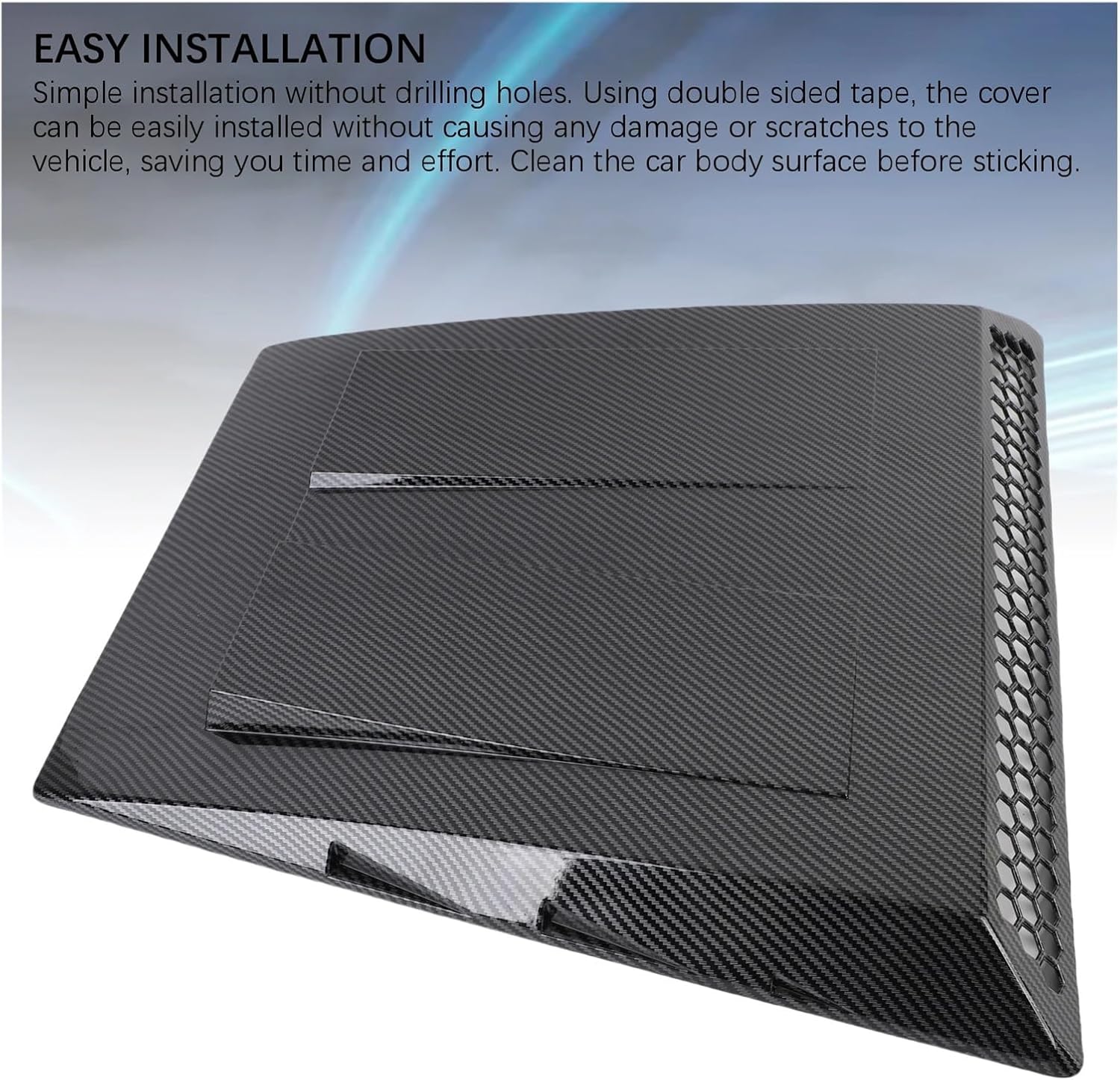Car Hood Vent Trim Carbon Pattern Decorative Bonnet Air Intake Cover Compatible With Ford Toyota Chevrolet Honda Nissan