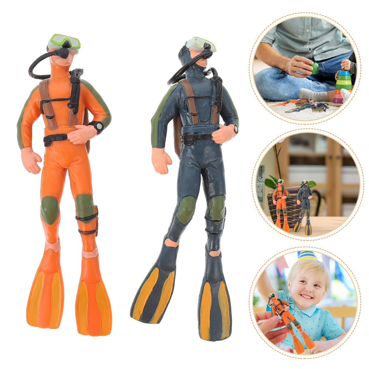 Mipcase 2Pcs Diver Figurine Set Realistic Pvc Underwater Explorer Dolls for Aquarium Decoration and Kids Educational Landscape Ornament - Image 4