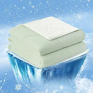 Cozy Bliss Cooling Comforter King Size, Cooling Blankets for Hot Sleepers and Night Sweats, Light Mint Green Cream Summer Comforter for King Size Bed, Breathable Soft Lightweight Silk Smooth
