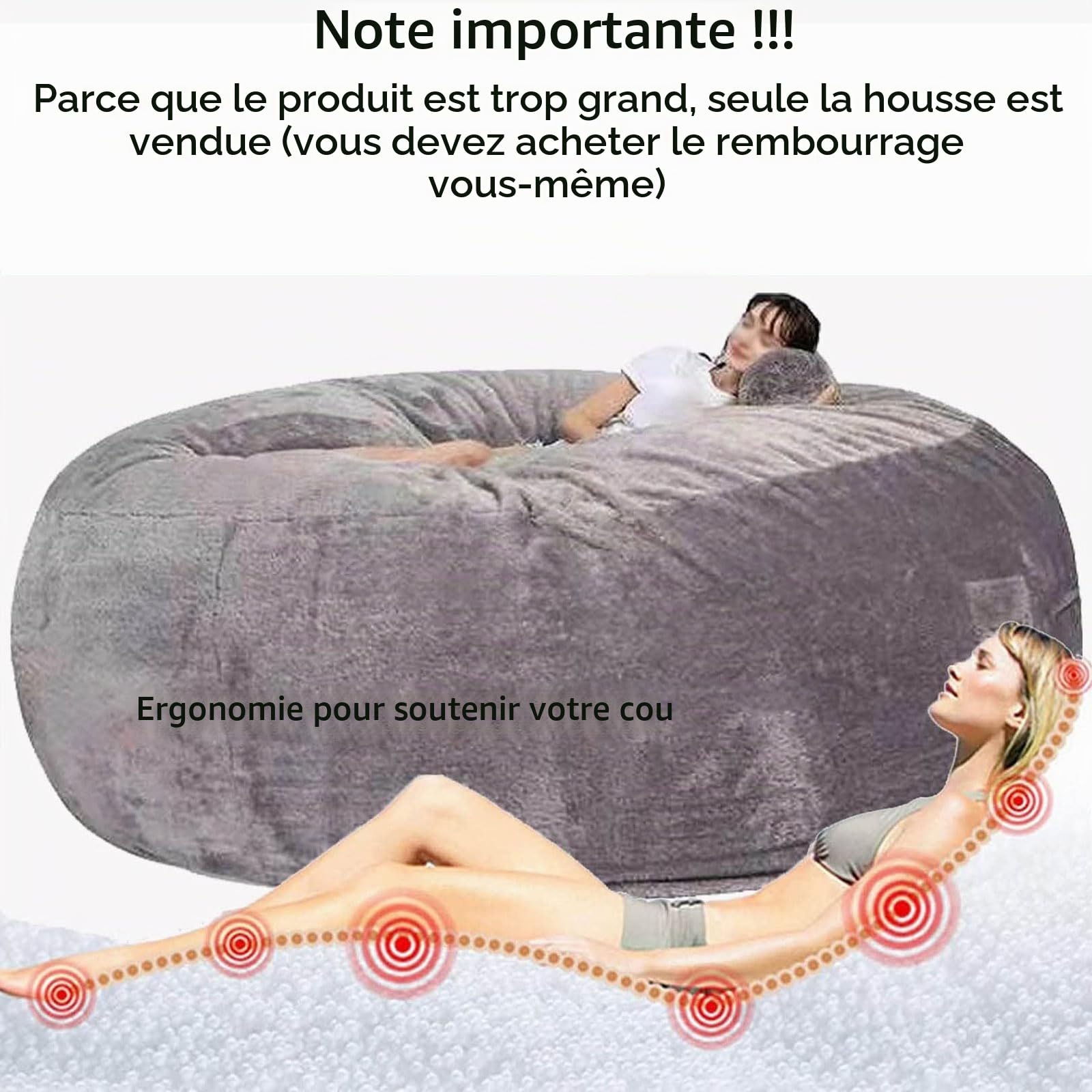 Pouf Géant XXL d’Intérieur en Velours Côtelé - Doux, Confortable & Déhoussable Lavable en Machine - Pouf Lit XXL Salon, Chambre Ado, Gamer (sans Remplissage)