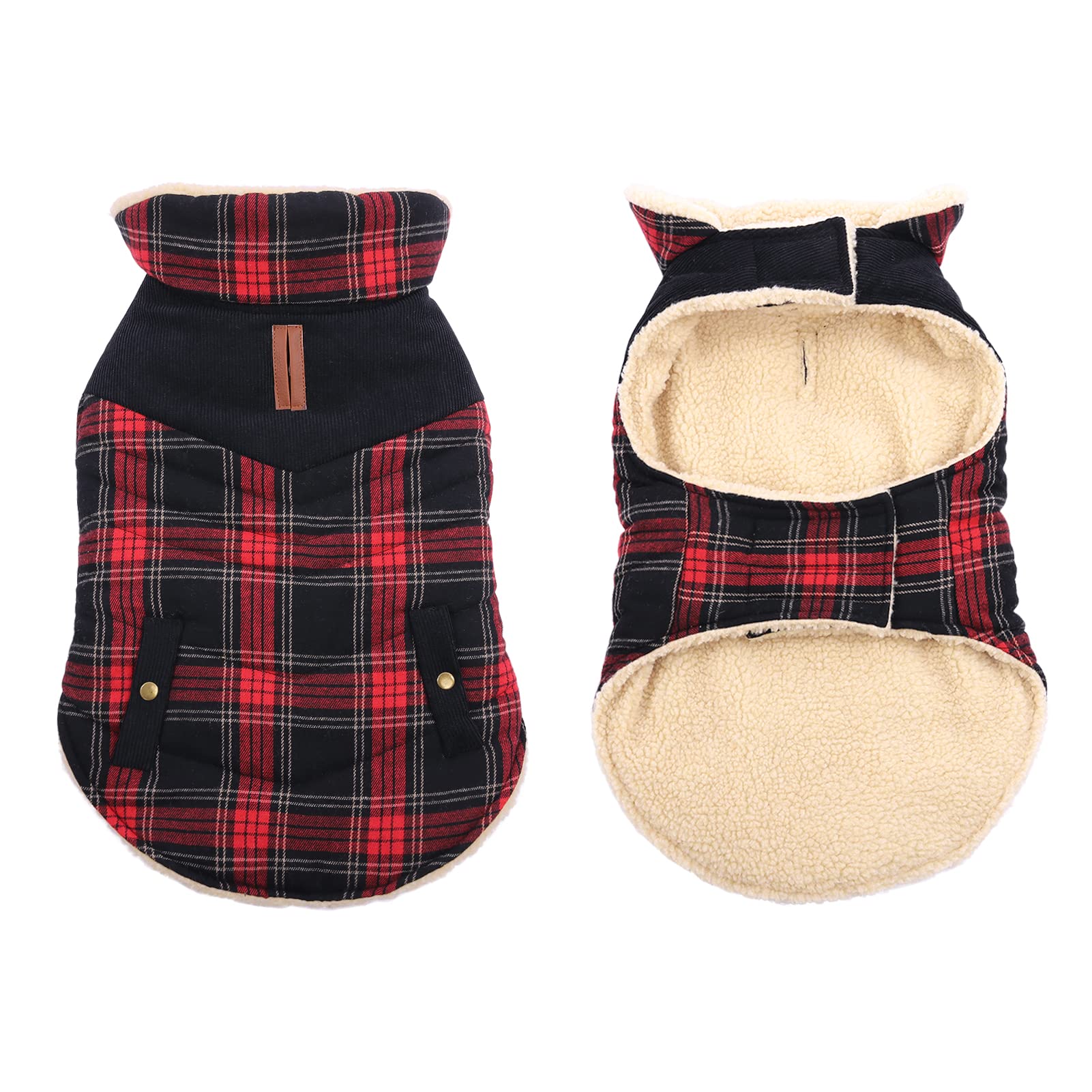 Abrigo de invierno para perros pequeños y medianos, chaqueta a cuadros para cachorros, abrigo de algodón para clima frío, ropa cálida resistente al viento, trajes gruesos para mascotas
