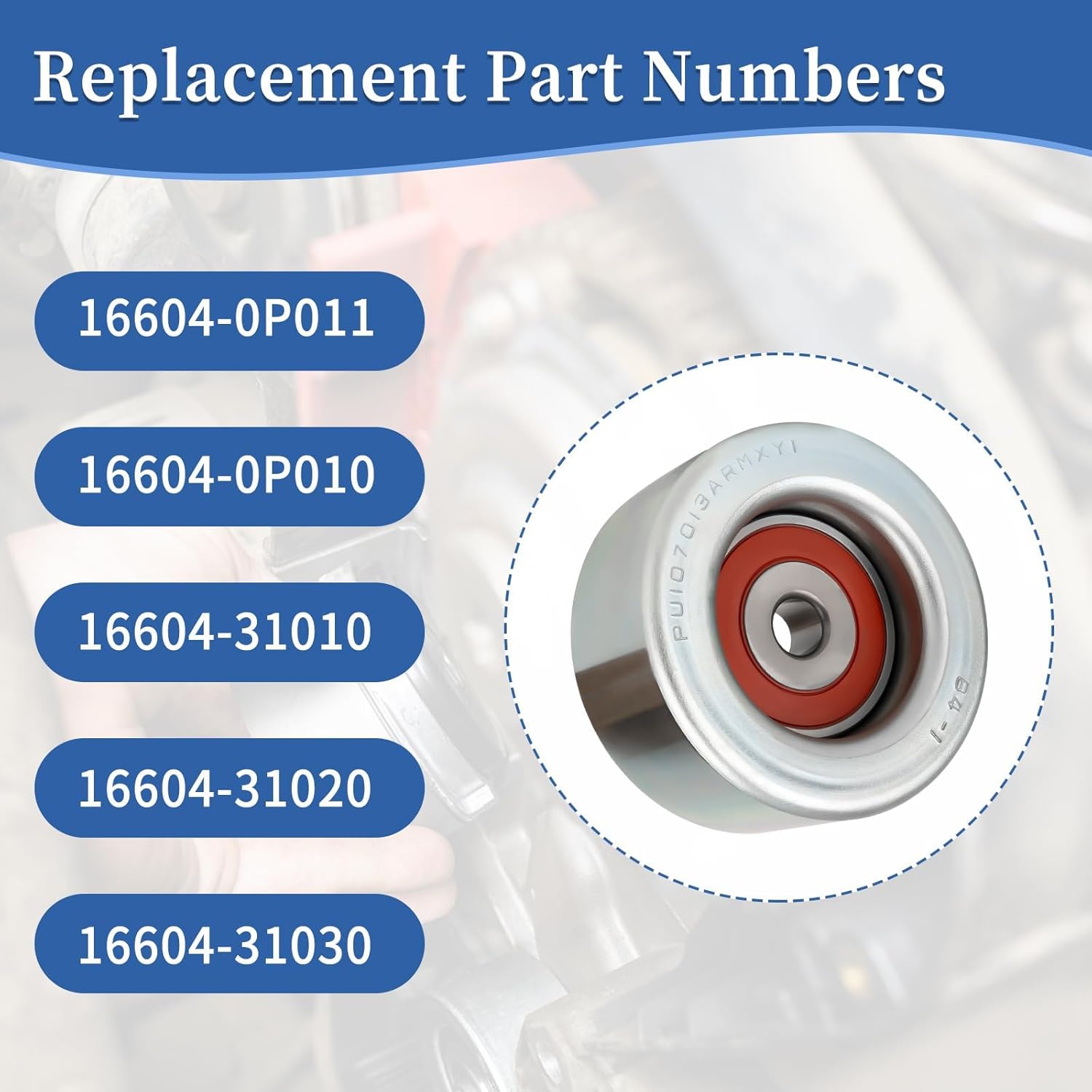 2 Pcs Idler Pulley Compatible with Lexus ES350 GS350 GS450h IS350 RX350 2007-2021, Fit for 4Runner Camry Tacoma RAV4 Tundra Sienna 2003-2021, Drive Belt Idler Pulley Replaces 16604-31020 16604-0P011