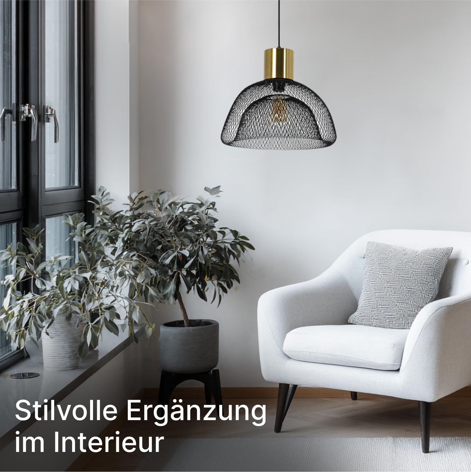 Lámpara colgante de techo para bombilla LED, metal negro, con cable y enchufe, luz interior para dormitorio