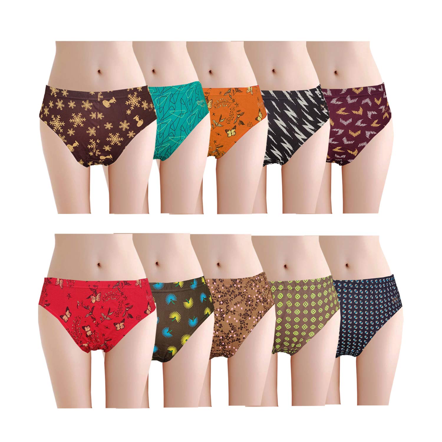 rockwren Women's Cotton Briefs Innerwear Hipster Panties Combo Pack of 10-picture-50