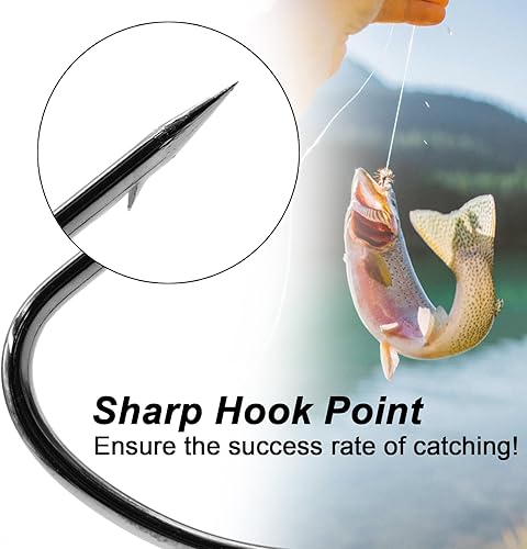 Miniatura 5 de 9KM DWLIFE Ganchos de pesca de gusano compensado, 50 piezas, juego de ganchos para bajo EWG para cebo suave, plantilla de trucha de goma Senko,