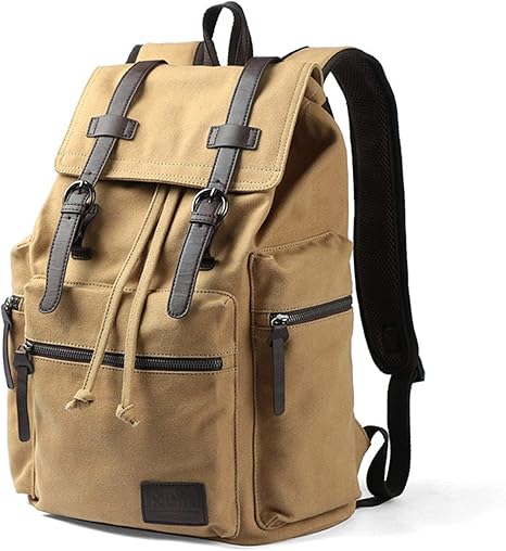 Amazon Co Jp レジャーバックパック 工具キャンバスバックパックファッショントレンド大学の学生のための大容量のカジュアルメンズバッグ 旅行 リュックサック 色 Khaki Size 15inches シューズ バッグ