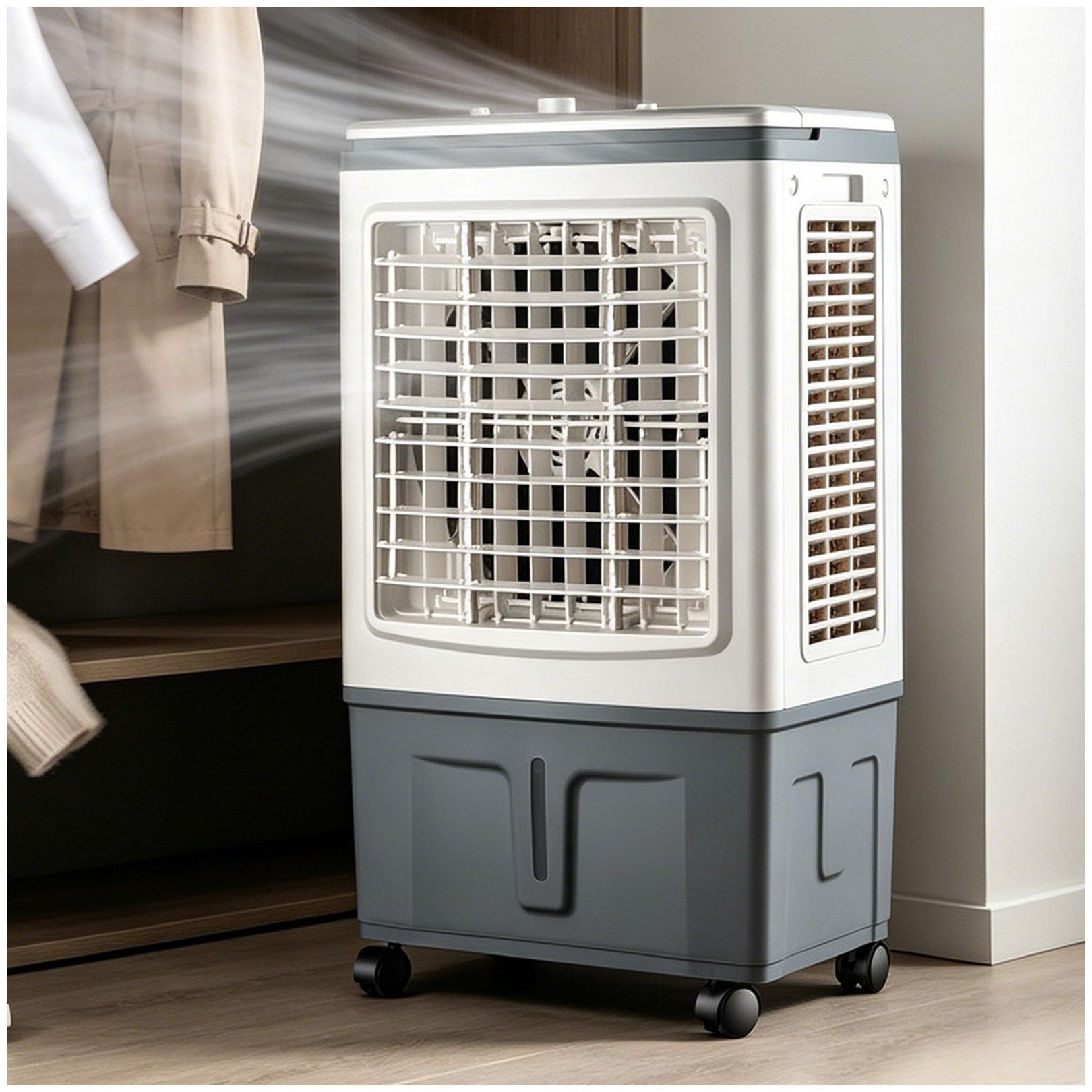 Portable Air Cooler & Fan, 30L Reservoir, 1758 CFM, 120° Oscillation, 360° Rolling Casters, 3 Speeds, No Window, 100W, Perfect for Apartment, Office & Outdoor