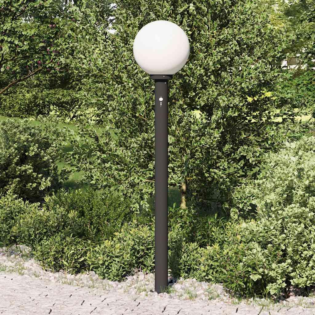 Lampada a colonna con sensore, 120 cm, nera, in acciaio inox, IP44, per esterni, con sensore di movimento PIR, angolo di rilevamento di 120° e diffusore per giardino, terrazza, illuminazione