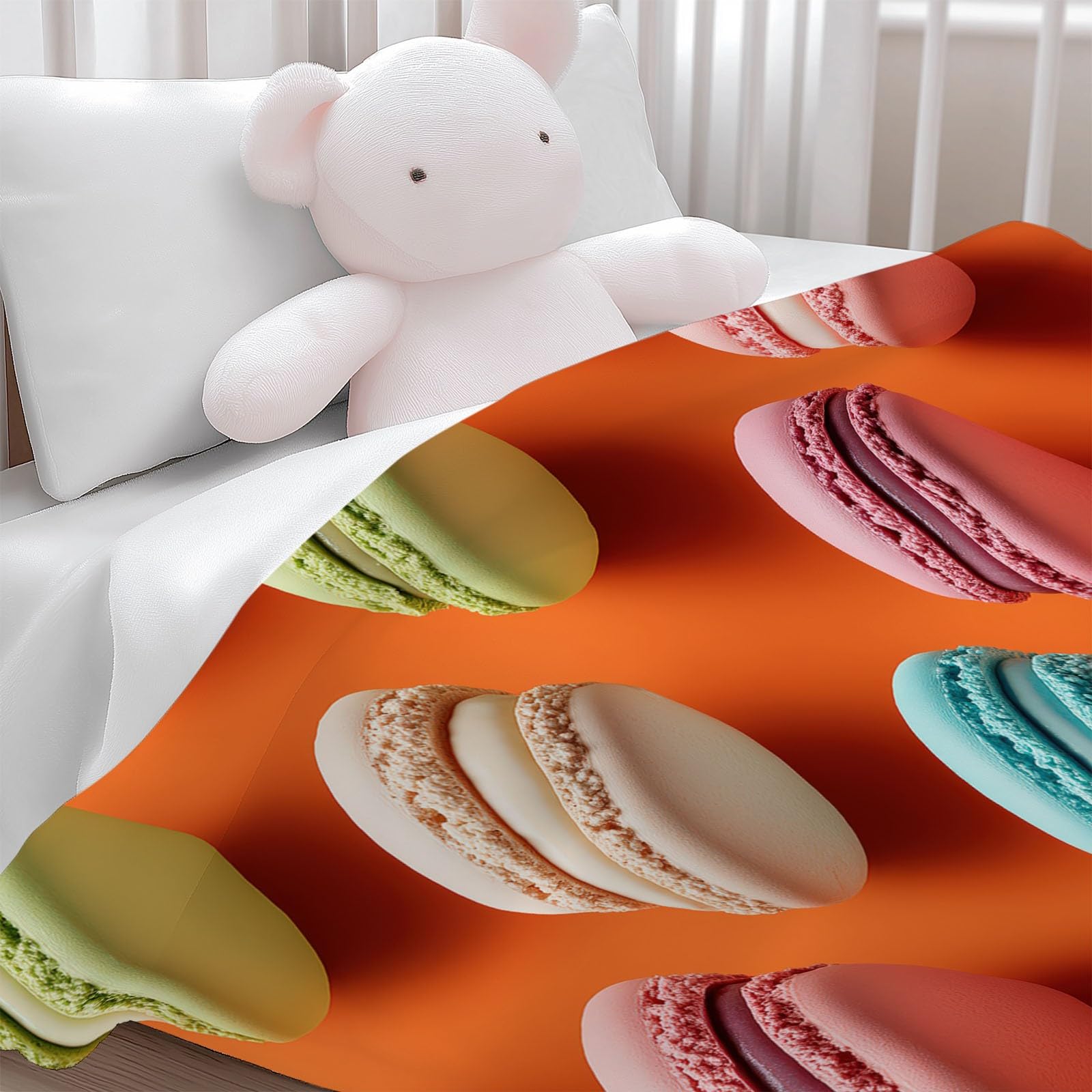 Generico Koce polarowe Fotografia Macaron Koc z polaru na sofę, kolor pomarańczowy flanelowy super miękki i ciepły koc na łóżko 150 x 200 cm narzuta na sofę pluszowy koc