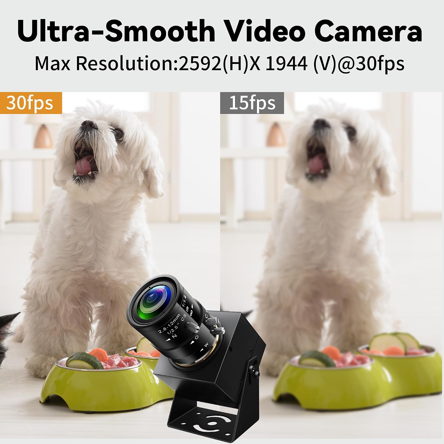 5Megapixels USB Camera CS Mount Manual Focus Webcam with 2.8-12mm 4X Telephoto Optical Lens 1944P 30fps Color Sensor Industrial Camera Free Driver Plug and Play for Window Linux Mac