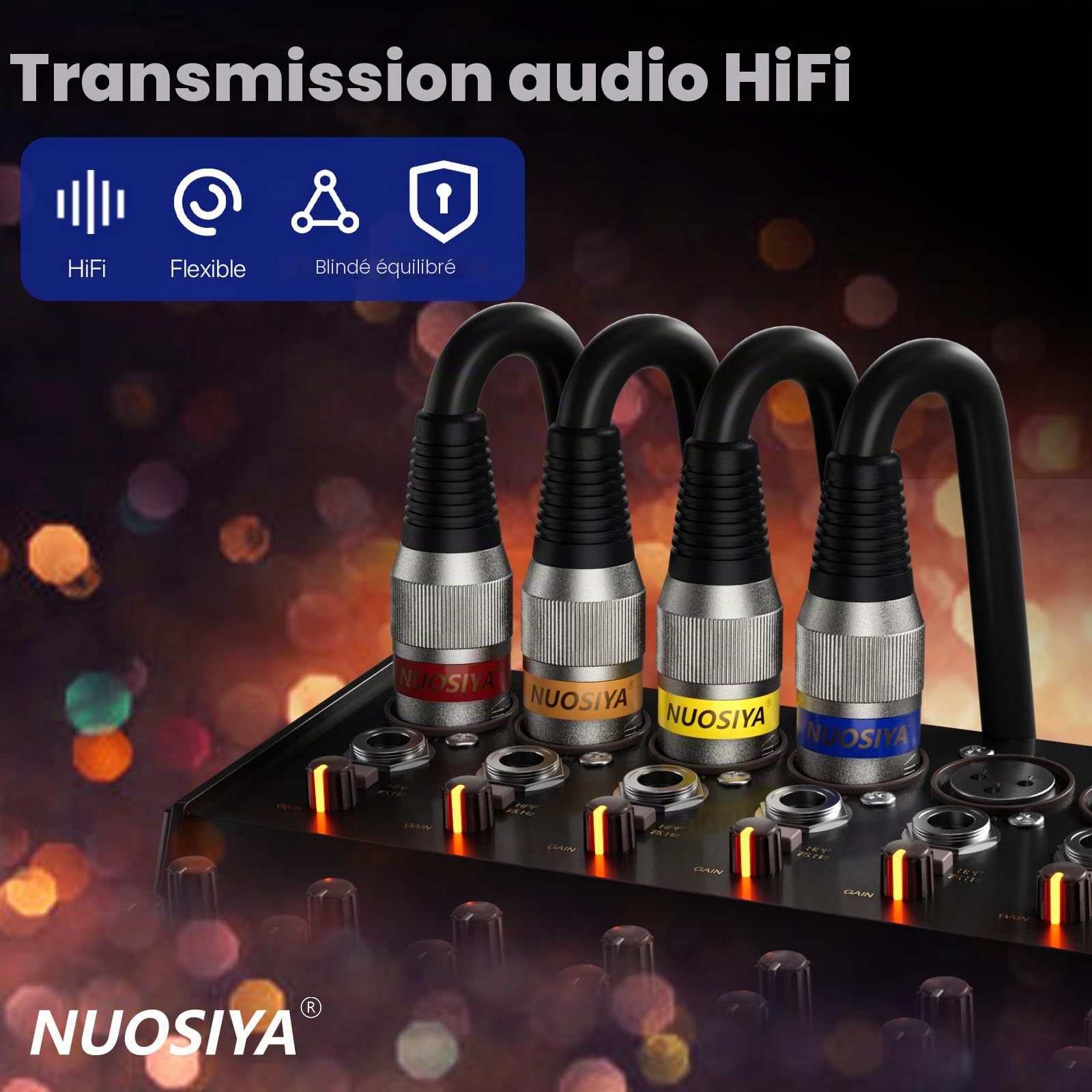 Lot de 2 câbles XLR de 5 m - Câble d'extension audio symétrique - Adaptateur XLR mâle vers femelle à 3 broches - Pour enregistreur de studio, microphone, mixeur, système de haut-parleurs