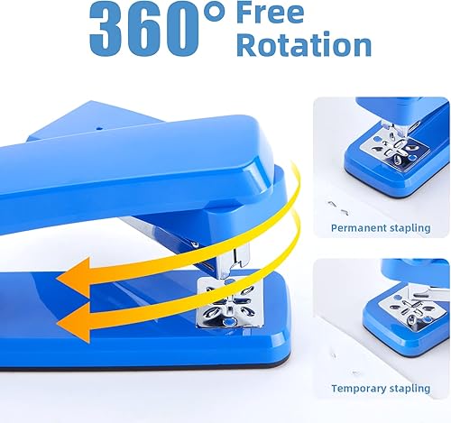 Miniatura 3 de DeliEZWORK - Engrapadora giratoria con brazo oscilante, capacidad para 25 hojas, engrapadoras de escritorio con rotación de 360 grados con 1000