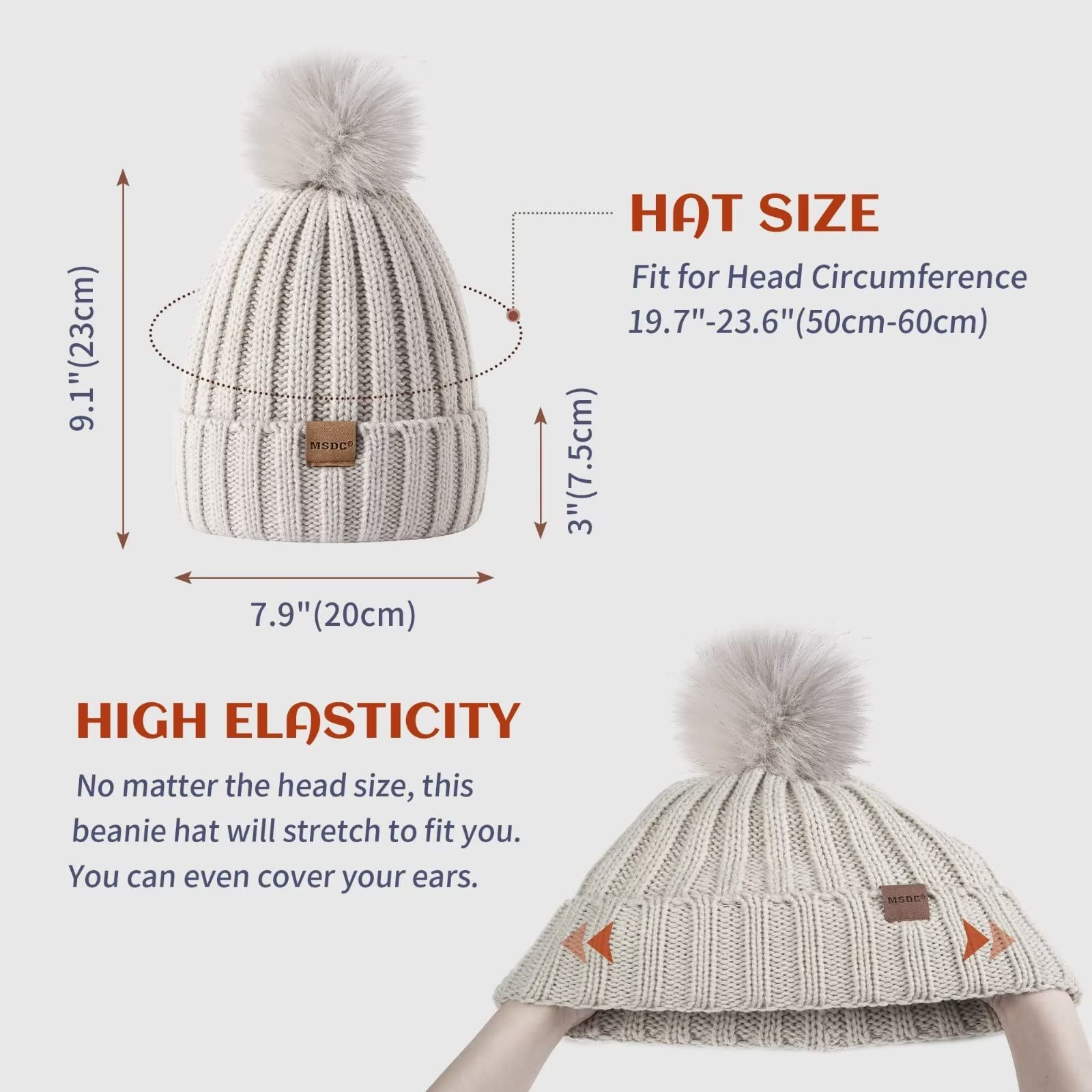 Gorro para mujer con pompón, paquete de 3, sombreros de invierno para mujer, gorro de calavera cálido de punto a la moda, gorro para mujer para clima frío, Avena+rosa+púrpura 3