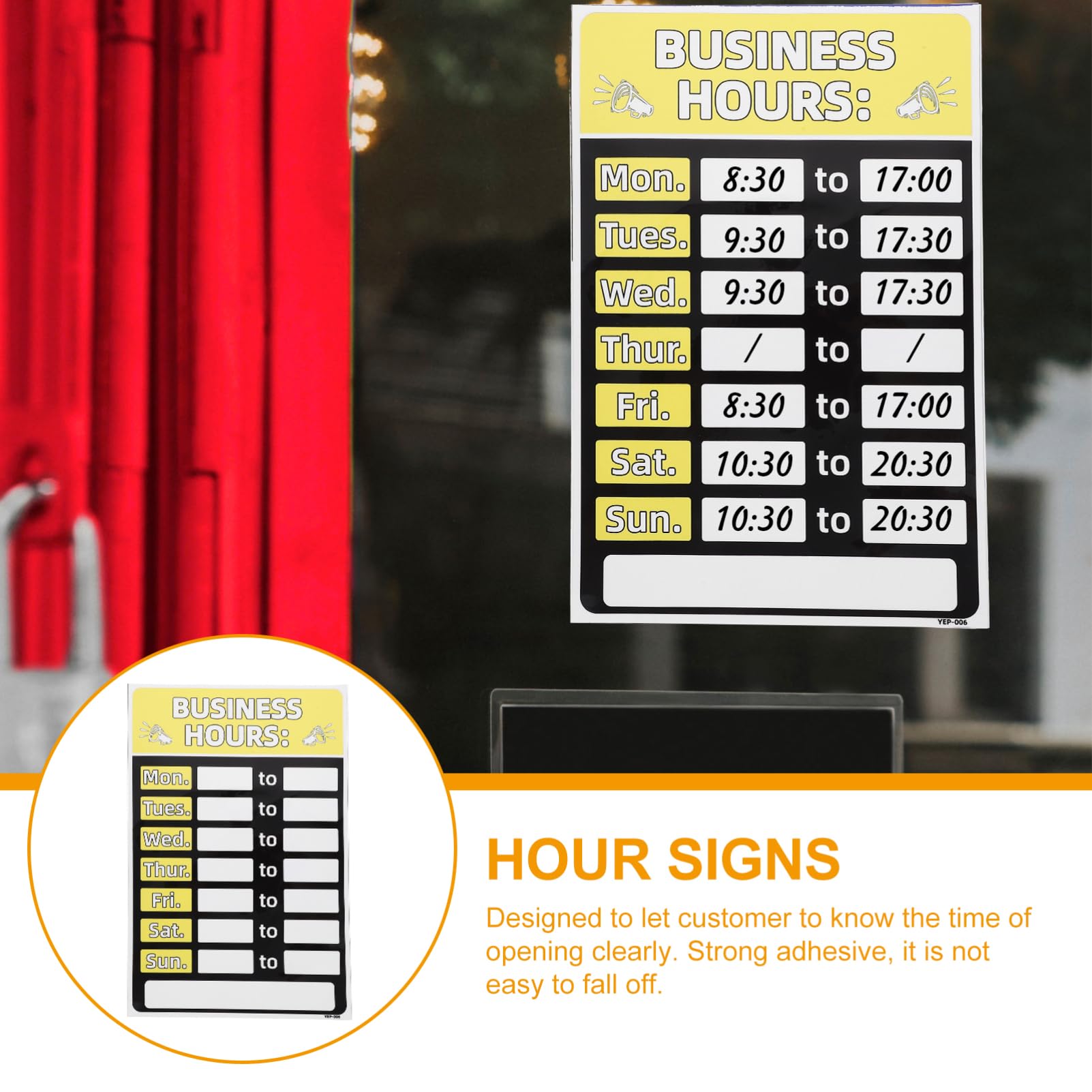 Cartello Orario Apertura 3 Pezzi - Segnaletica Aperto/Chiuso Per Negozi, Ristoranti E Uffici - Con Adesivi Numeri Riscrivibili