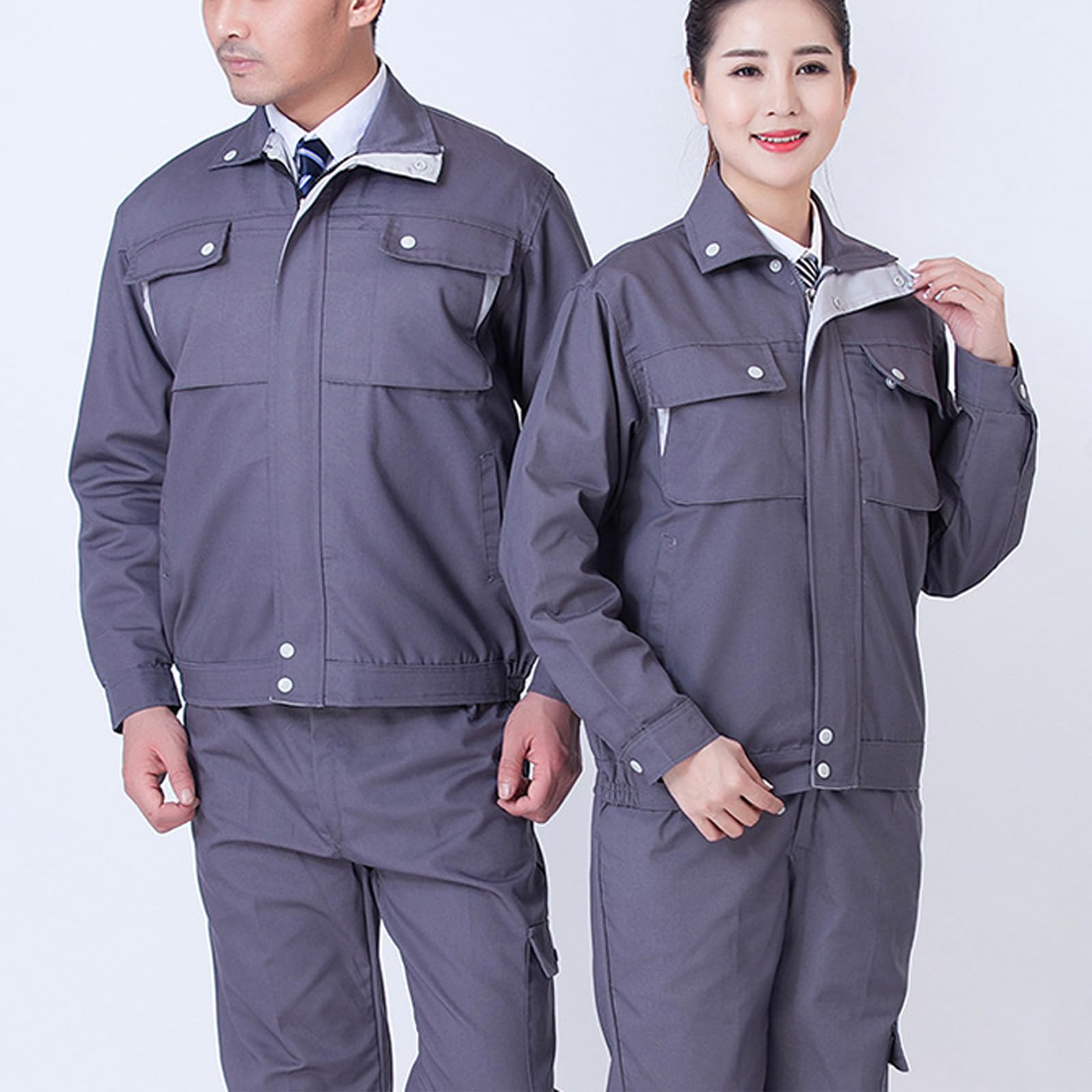 Trabajo De Sobretodo De Manga Larga Ropa De Trabajo General Set Chaqueta Y Pantalones Con Bolsillos Múltiples