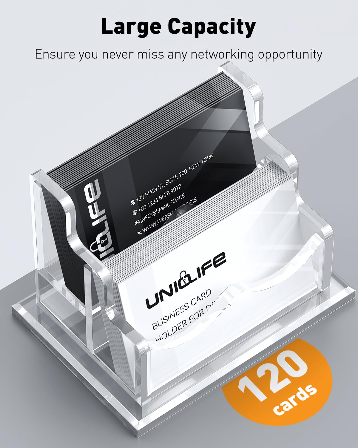 Uniclife Porte-cartes De Visite En Acrylique Pour Bureau - 1 Fente