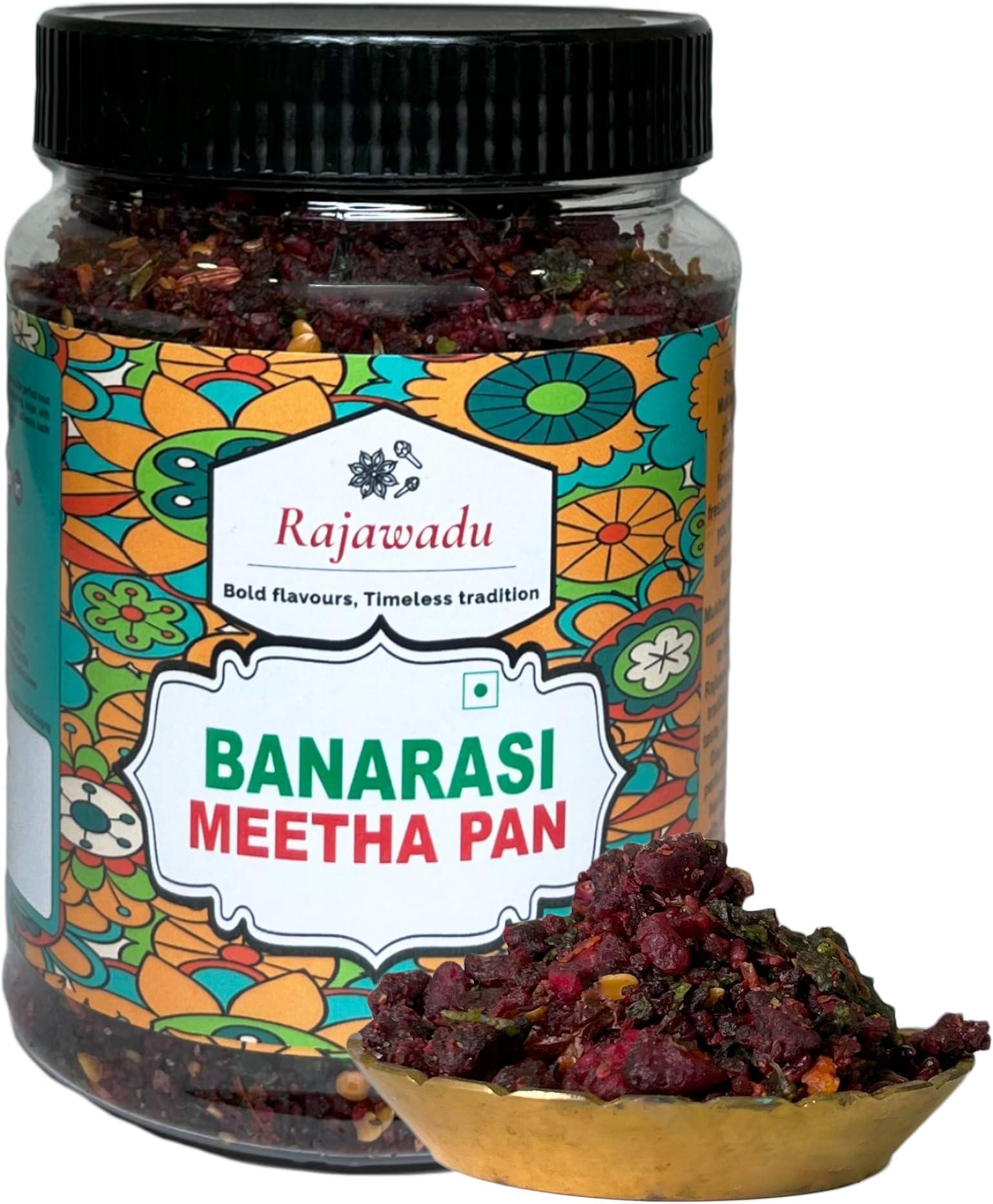 Rajawadu Banarasi Meetha Paan Mukhwas | Traditional Mouth Freshener | Digestive Aid | Supari Free | Premium Tasty Sweet Paan Mukhwas | (300g, 10.58 oz ℮)