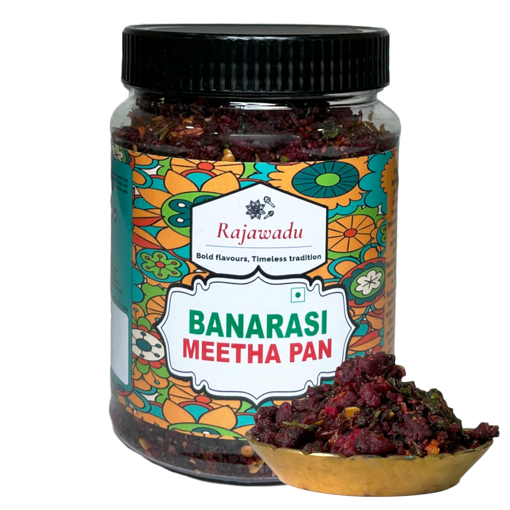 Rajawadu Banarasi Meetha Paan Mukhwas | Traditional Mouth Freshener | Digestive Aid | Supari Free | Premium Tasty Sweet Paan Mukhwas | (300g, 10.58 oz ℮)