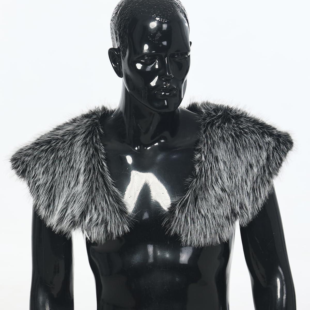 Mens Viking Faux Fur Cape Shawl Warrior Cloak Halloween Cosplay Costume Medieval Renaissance Shawl