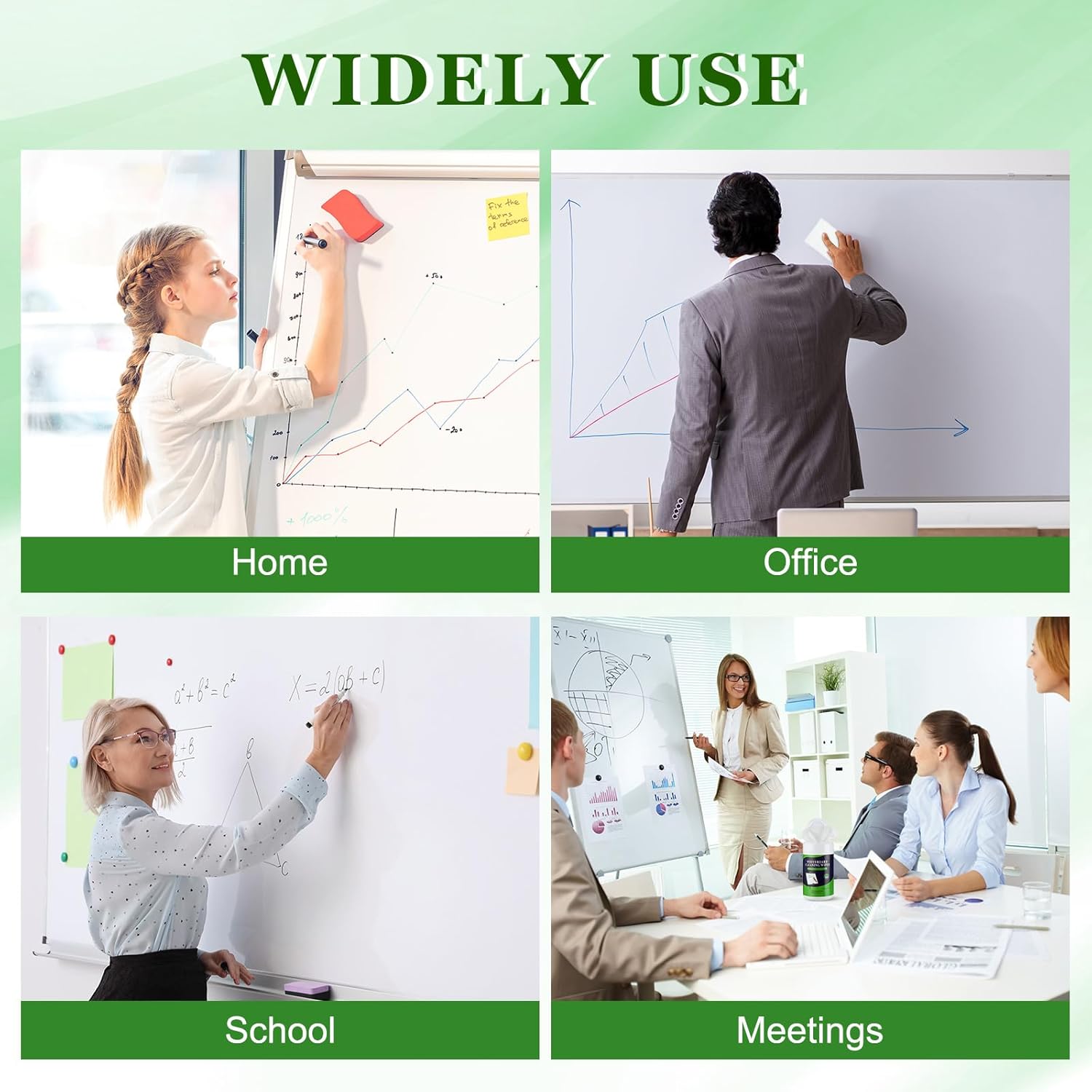 12 Pack Dry Erase Wipes 1200 Pcs Whiteboard Cleaning Wipes Wet Whiteboard Cleaner Teacher Supplies for Cleaning Markers Home Classroom School Office, 100 Per Canister