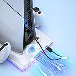 PS5 Slim Cooling Station, Dual Controller Charger & Quiet Cooling Fan | Compatible with PS5 Slim Digital/Disc Console | RGB Light Modes