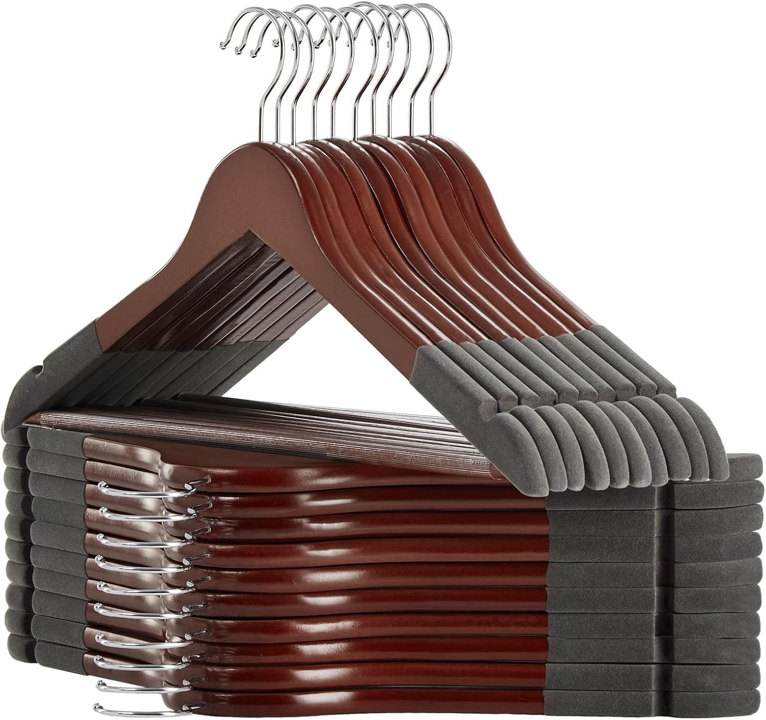 Solid Natural Wooden Coat Hangers, 20 Pack Heavy Duty