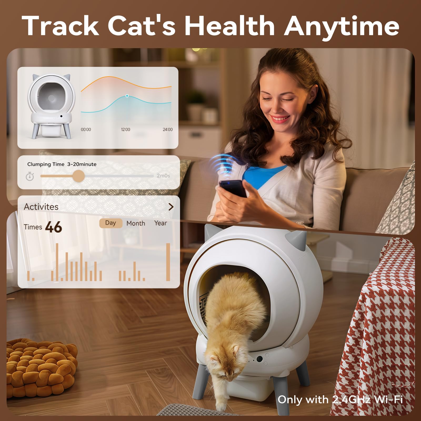 Self Cleaning Litter Box: Automatic Litter Box Self Cleaning for Multiple Cats Auto Robot with Dual Safety Protection, Large Openning Odor-Control with Mat - image 6