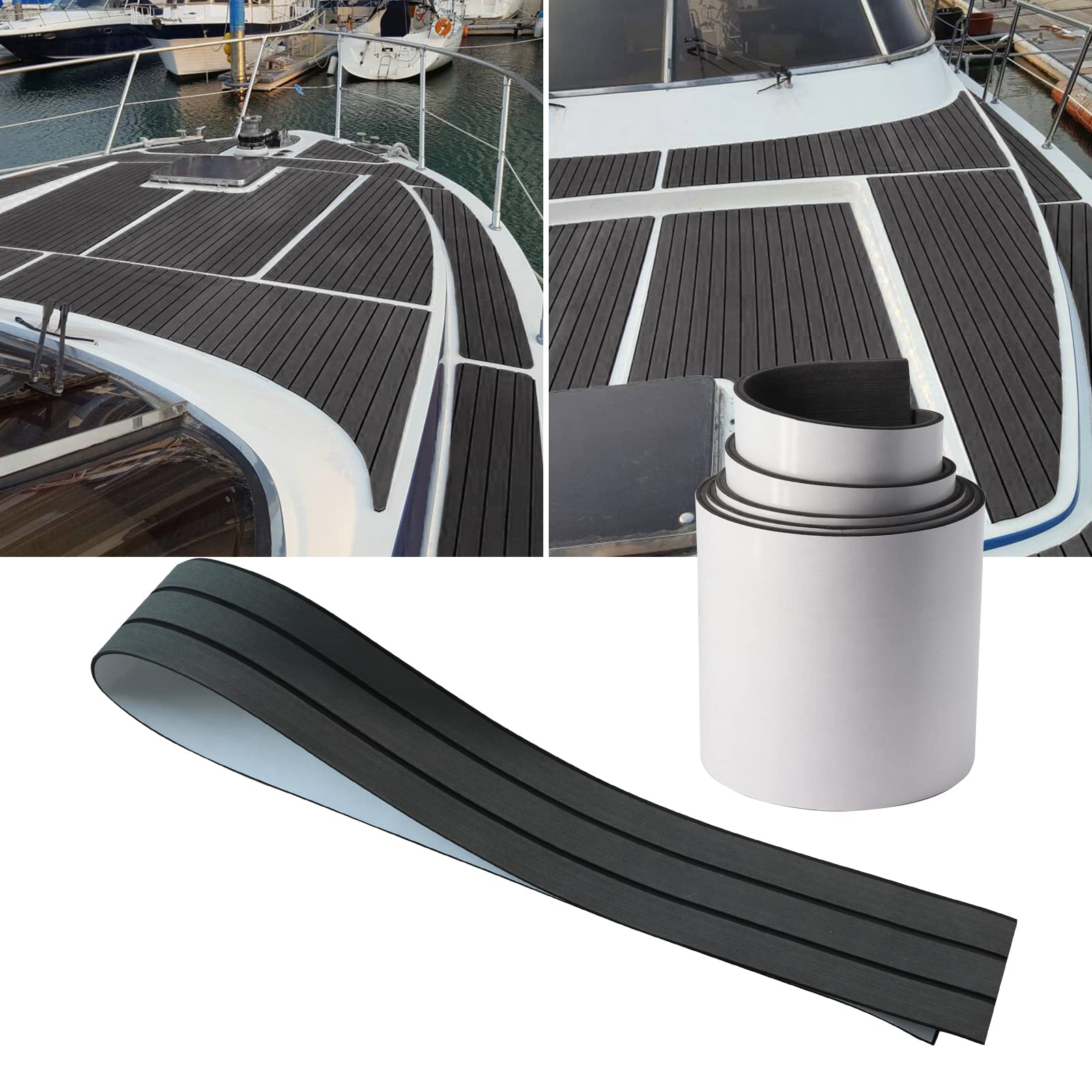 Tapis De Sol En Mousse EVA Pour Bateau, Yacht, Camping-car - 240 X 45 Cm, Antidérapant, Facile à Couper - Gris