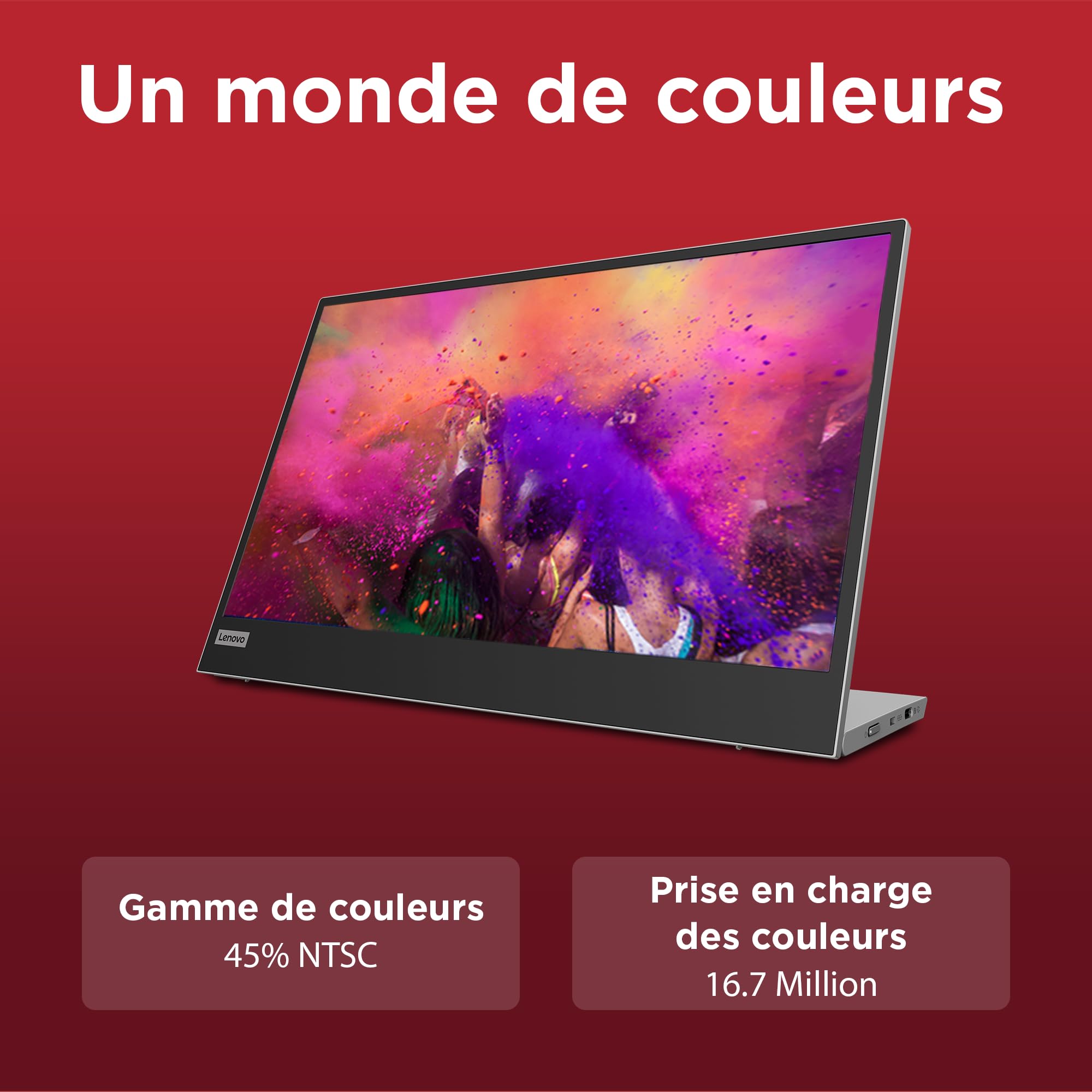 Lenovo L15(A21156FX0) Moniteur Portable, écran 15,6" (Full HD, IPS, 60 Hz, 6 ms, entrée 2 x USB-C, câble vers USB-C, réglable en Inclinaison) - Gris