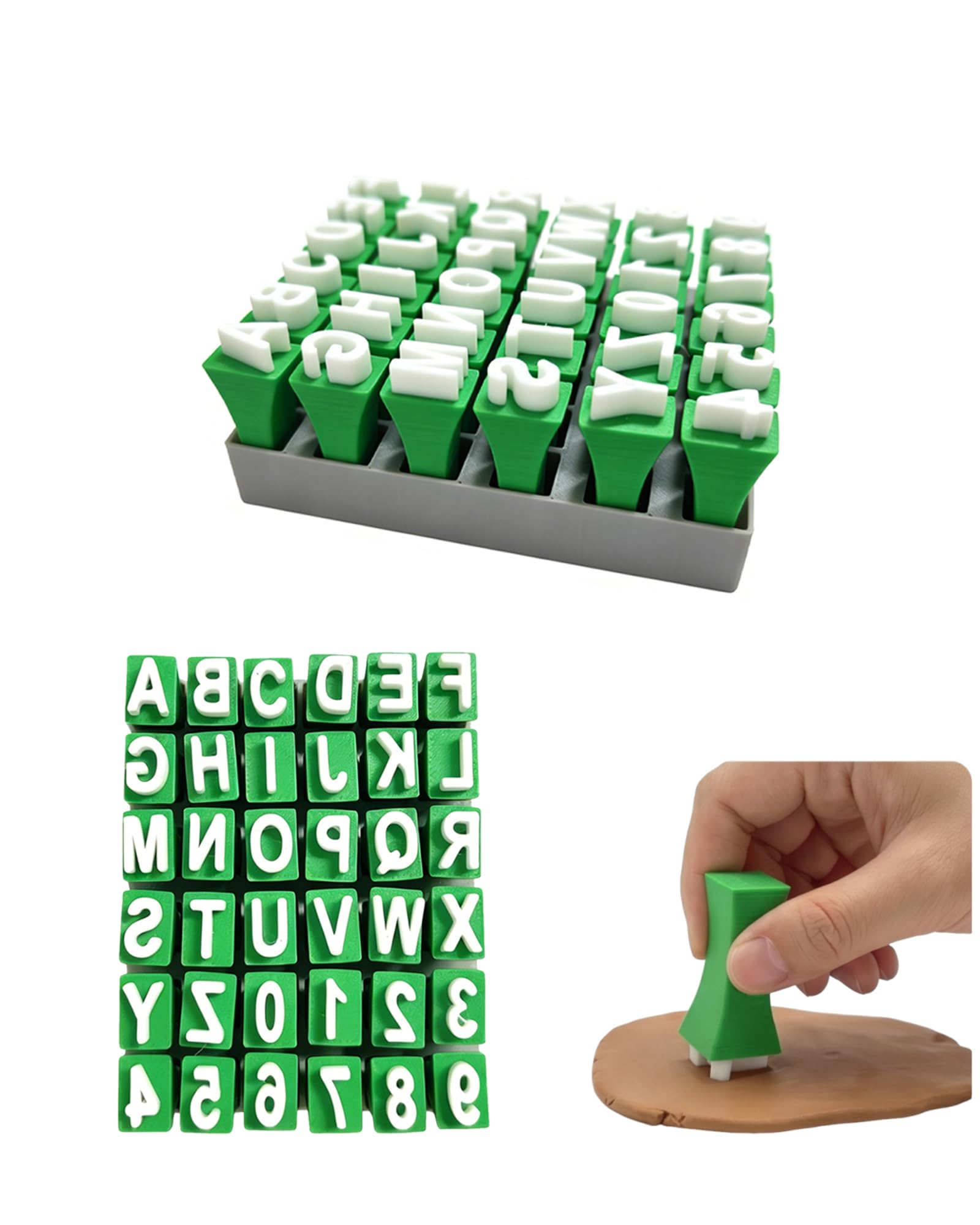 Letter Stamps for Clay with Storage Box,Capital Alphabet Numbers Stamp