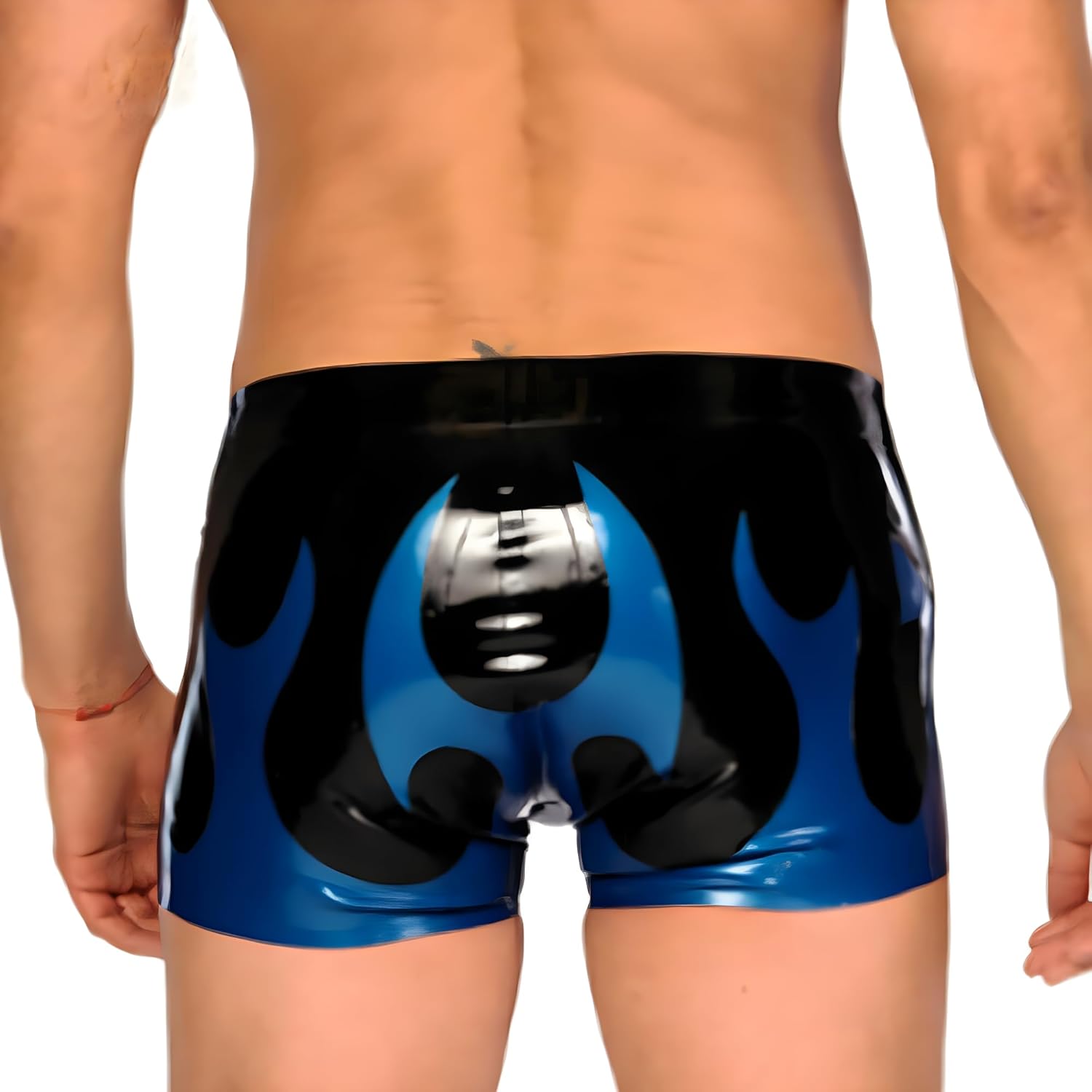 Black and Blaze Blue Latex Briefs Shorts Underwear Panties Boxer Shorts Bodysuit