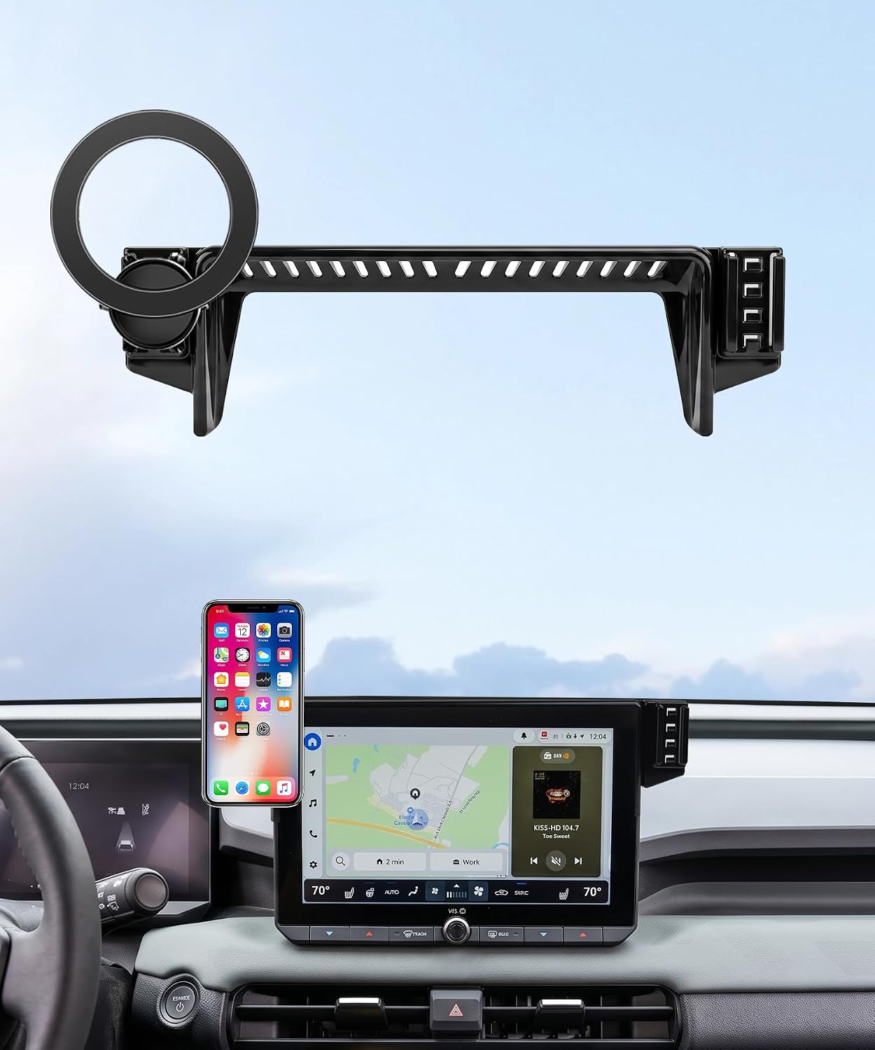 Car Phone Holder for Toyota RAV4/Hybrid 2026 Accessories 10.5-Inch Screen Fixed Clip, 360° Rotation Phone Mount Compatible with MagSafe, Phone Holder Does Not Affect Air Vent