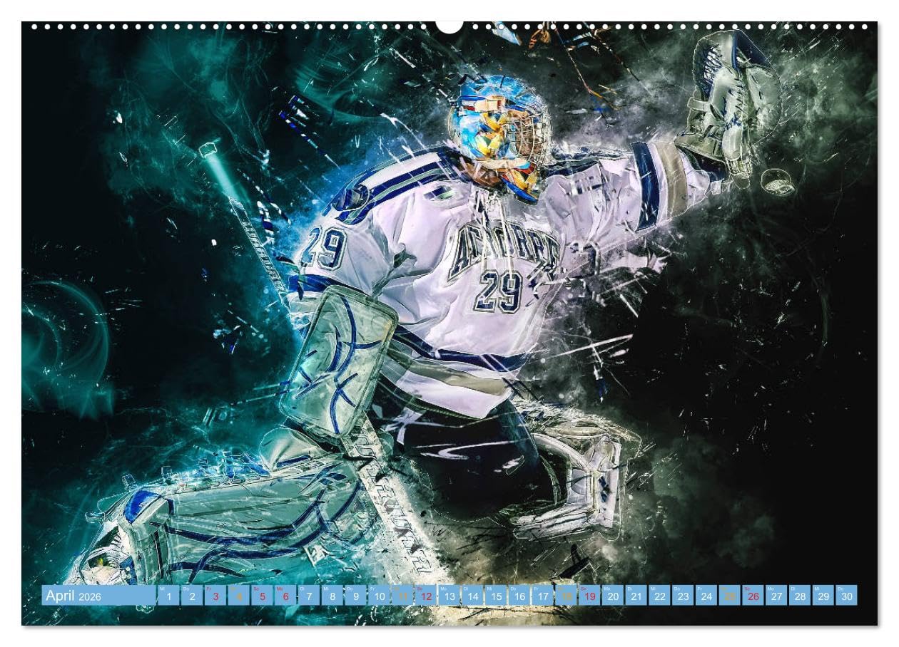 Eishockey - extrem cool (Wandkalender 2026 DIN A2 quer), CALVENDO Monatskalender: Teamsport der Extra-Klasse - Kraft, Ausdauer, Härte und Schnelligkeit (CALVENDO Sport)