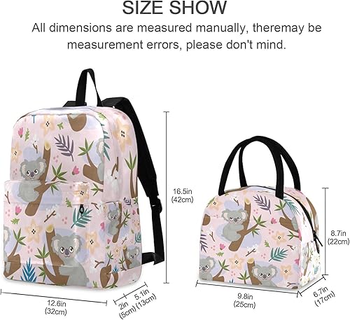 Miniatura 2 de Skeletal Dancer Set Mochila impermeable Cooler Backback, Mochila para niñas con lonchera, bolsas escolares para niños, Lindo koala