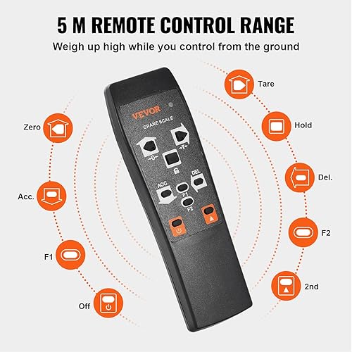Miniatura 4 de VEVOR Báscula de grúa, báscula colgante industrial resistente con control remoto, carcasa de aluminio fundido y pantalla LED, báscula digital de