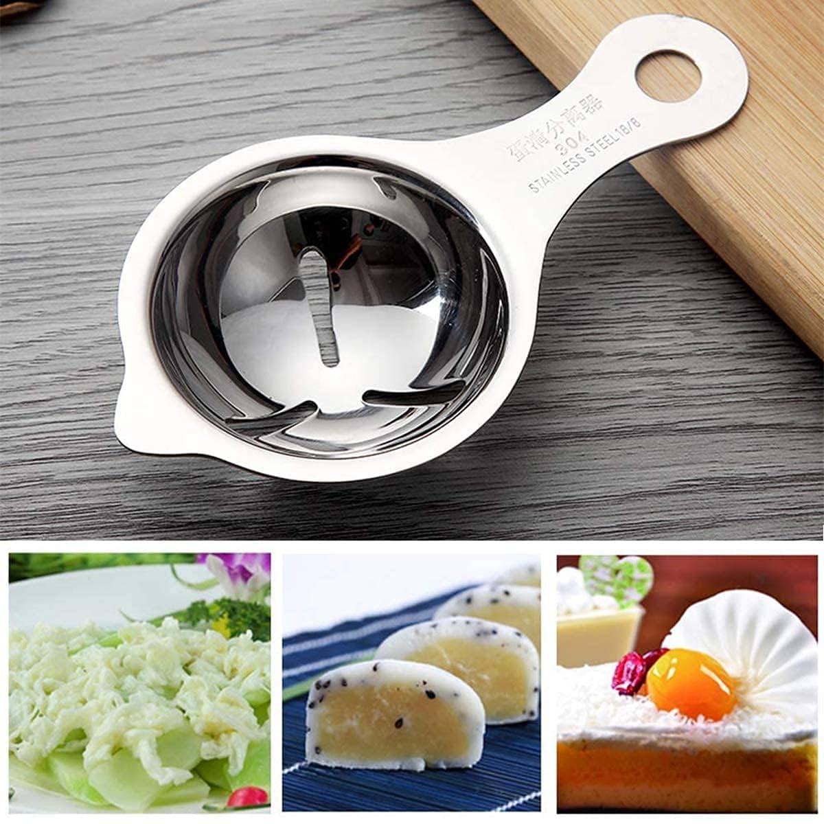 Netram Store 304 Stainless Steel Egg Yolk Separator Divider Spoon Professional Tool for Baking Cake Custards Mayonnaise and More (1 Pcs, Silver) 2