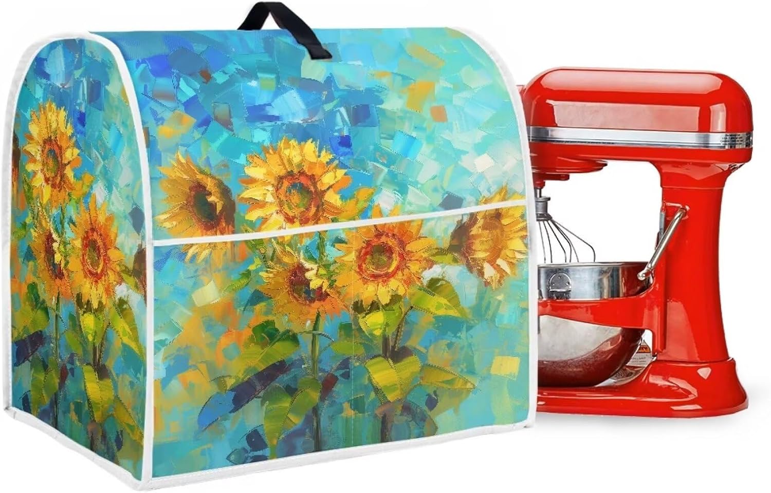 Kitchen Aid Cover for Stand Mixer Sunflower Oil Painting Kitchen Appliance Cover for 4.5-5 Quart Mixers Dust Cover Washable Protection Food Processor Cover Home Decor Accessories