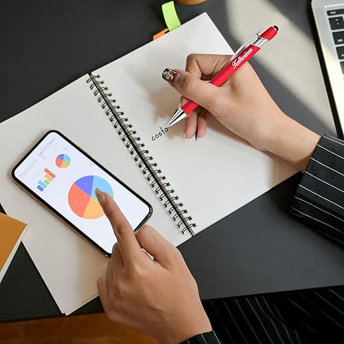 Miniatura 5 de Amlion Bolígrafos personalizados a granel, bolígrafos personalizados con lápiz capacitivo con nombre, mensaje y logotipo grabado, regalo para