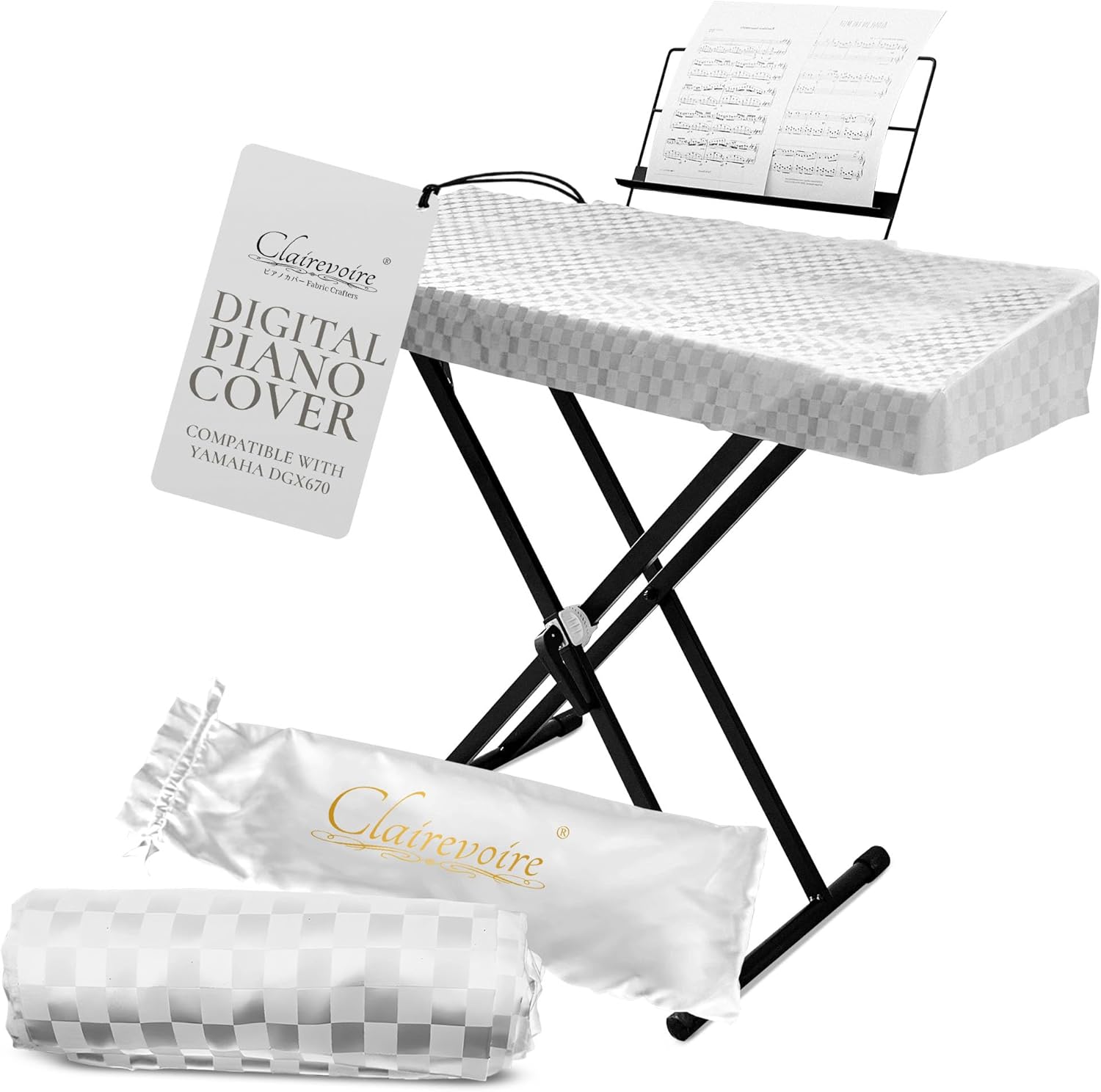 Clairevoire Waterproof Keyboard Piano Cover Cloth for Yamaha DGX670, DGX660, DGX650, Keyboard Covers for Digital Piano, Electric Piano Protection, Weighted Keyboard Piano 88 Keys - DGX670,Ebony Black