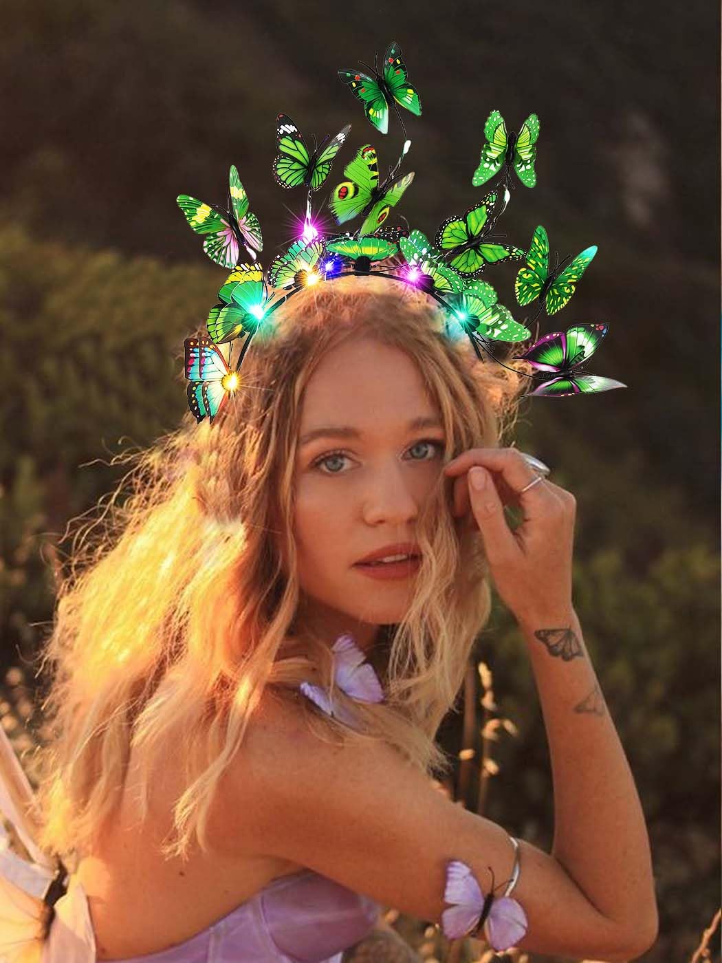 BARTOSI LED Butterfly Fascinator Hat Monarch Butterfly  display picture 2
