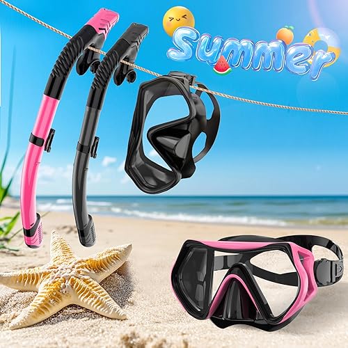 Miniatura 7 de Snorkeling Gear for Adults, Dry-Top Snorkel Set Scuba Diving mask, Snorkel Mask, Panoramic Anti-Leak Anti-Fog Tempered Glass Lens, Swimming Training