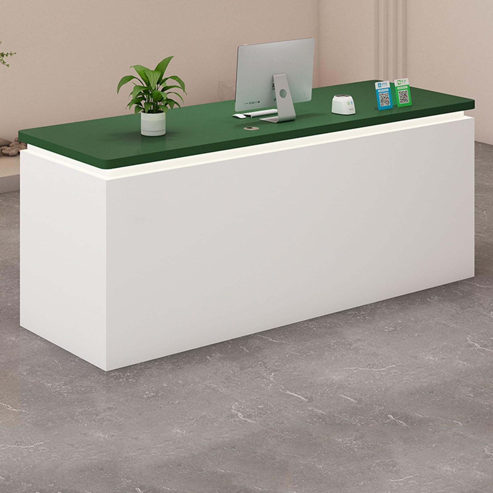 Generico Banco Reception e Cassa Moderni, bancone Front-End per la Vendita al Dettaglio, Design Compatto per Piccoli spazi, postazione Reception Regolabile in Altezza (E