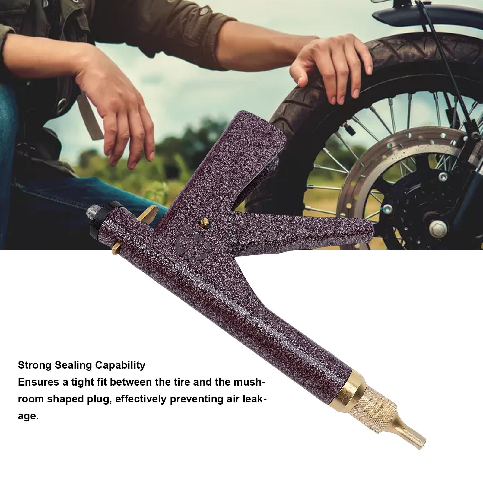 Yctze Kit di Riparazione Foratura Pneumatici Tubeless, Kit Tappo a Fungo dalle Prestazioni Stabili Eccellente Tenuta dei Pneumatici con Impugnatura a Grilletto, per Moto, Auto