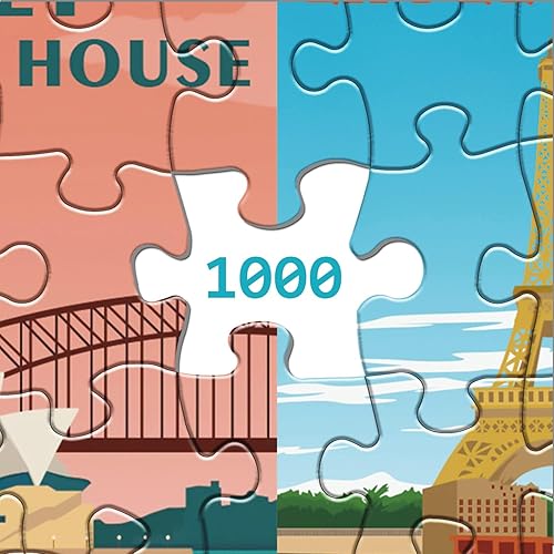 Miniatura 4 de World Landmarks - Rompecabezas de viaje de 1000 piezas para adultos, rompecabezas de escena de paisaje de las atracciones turísticas más visitadas