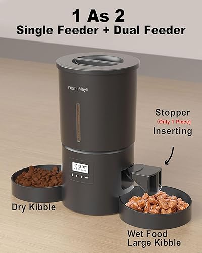 Miniatura 7 de Comedero automático doble para gatos para 2 gatos, 6 comidasdía, 12 porcionescomida, alimentador automático de doble potencia para mascotas,