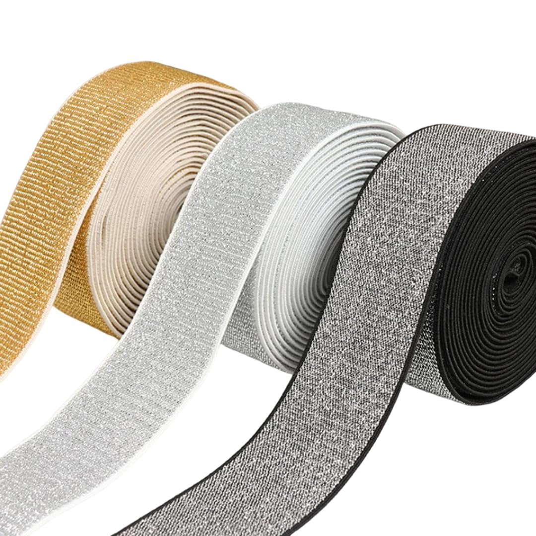 Bandes élastiques à paillettes 40mm ruban large de 15m accessoire couture pour vêtement